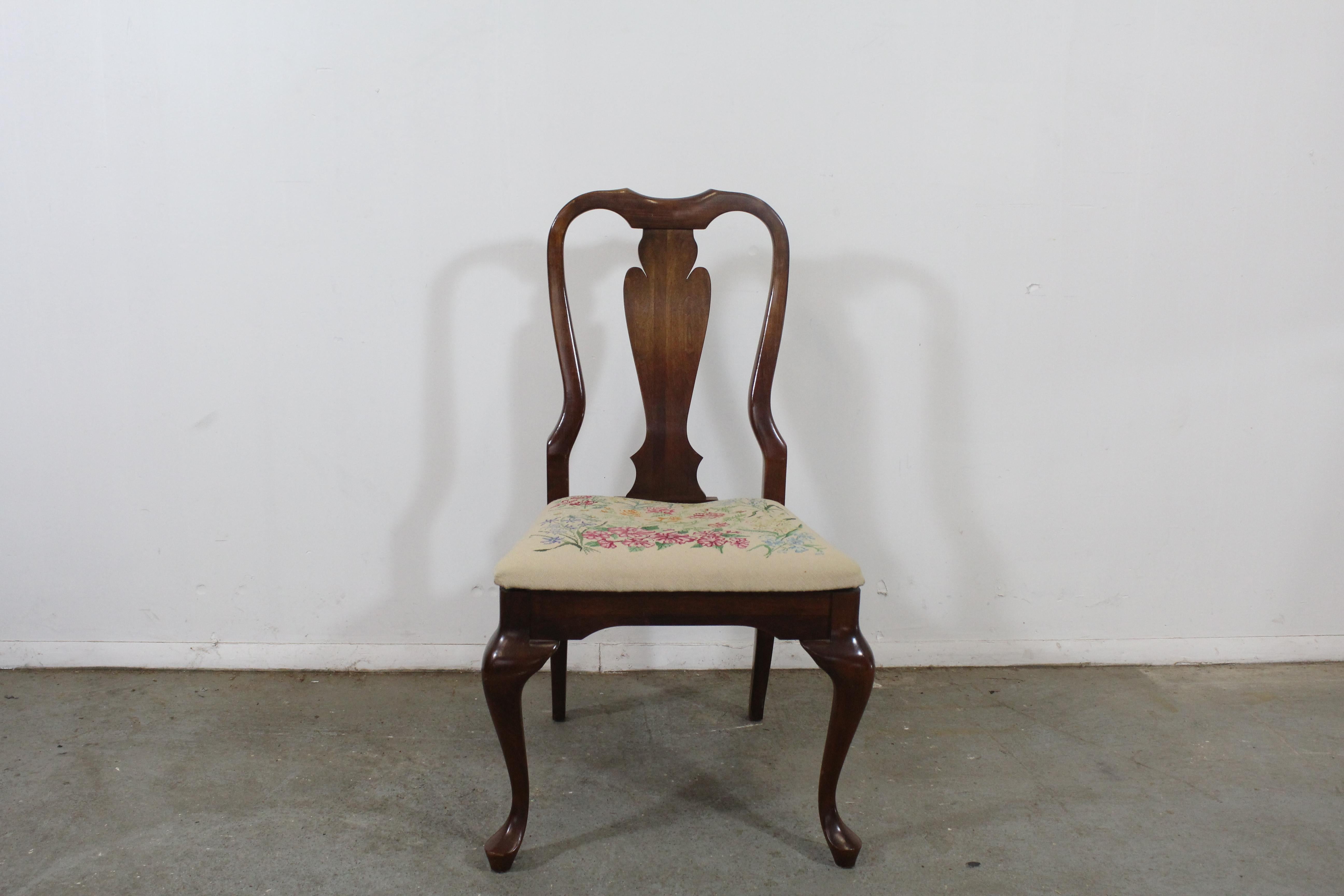 American Vintage Queen Anne Cherry Floral Side Dining Chair