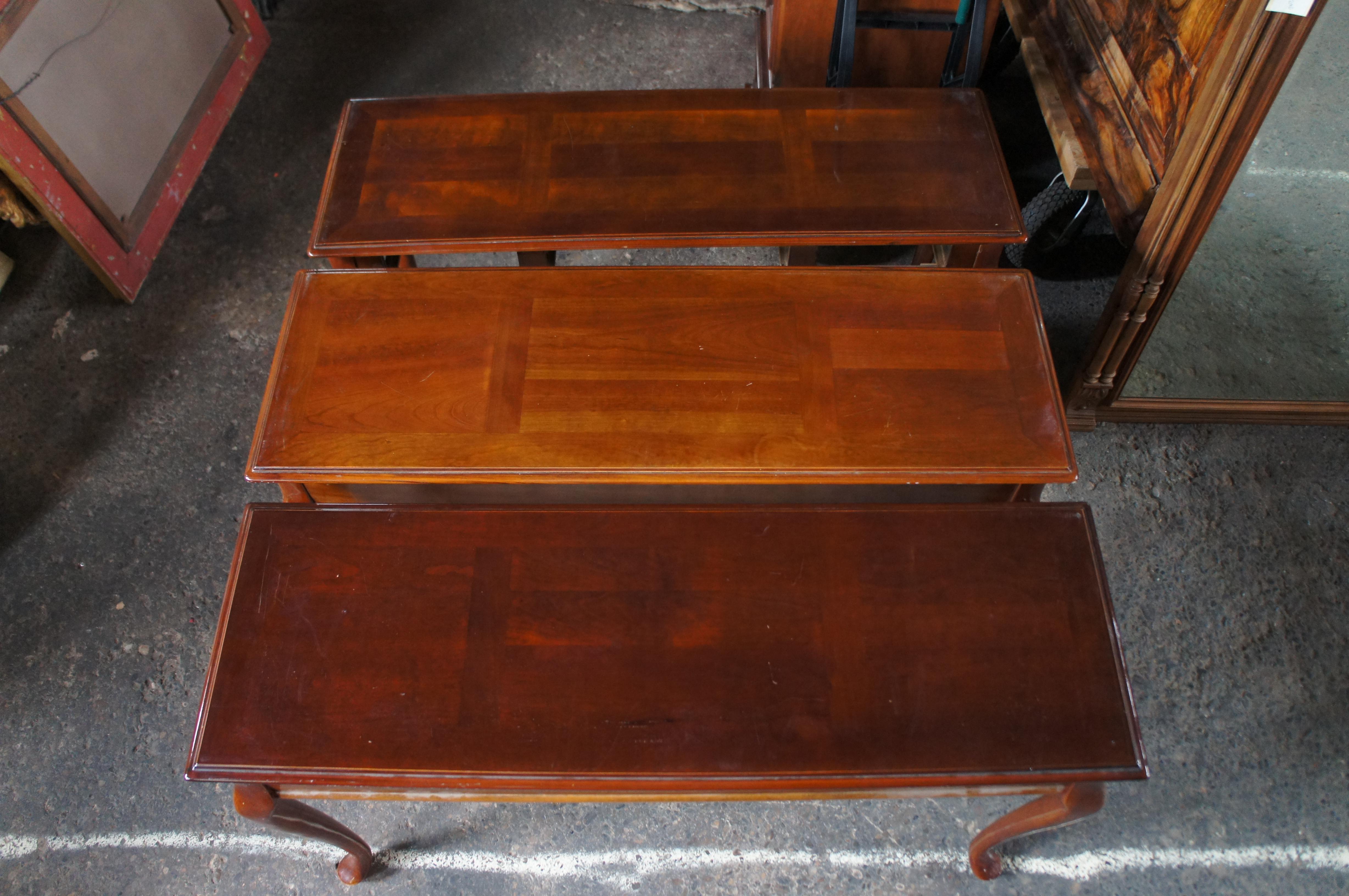 Vintage Queen Anne Cherry Rectangular Sideboard Buffet Sofa Console Table 48