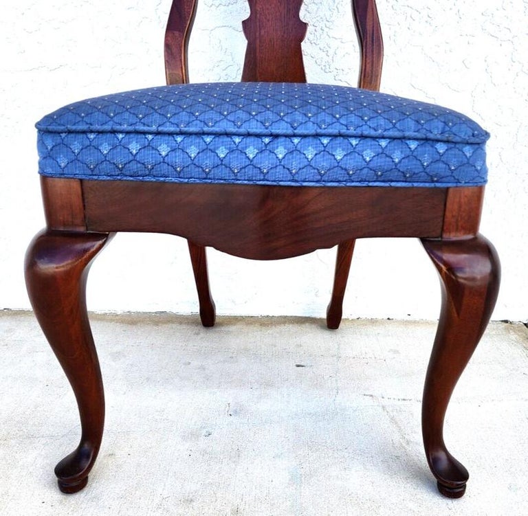 Vintage Queen Anne Dining Chairs Mahogany, Set of 6 For Sale at 1stDibs