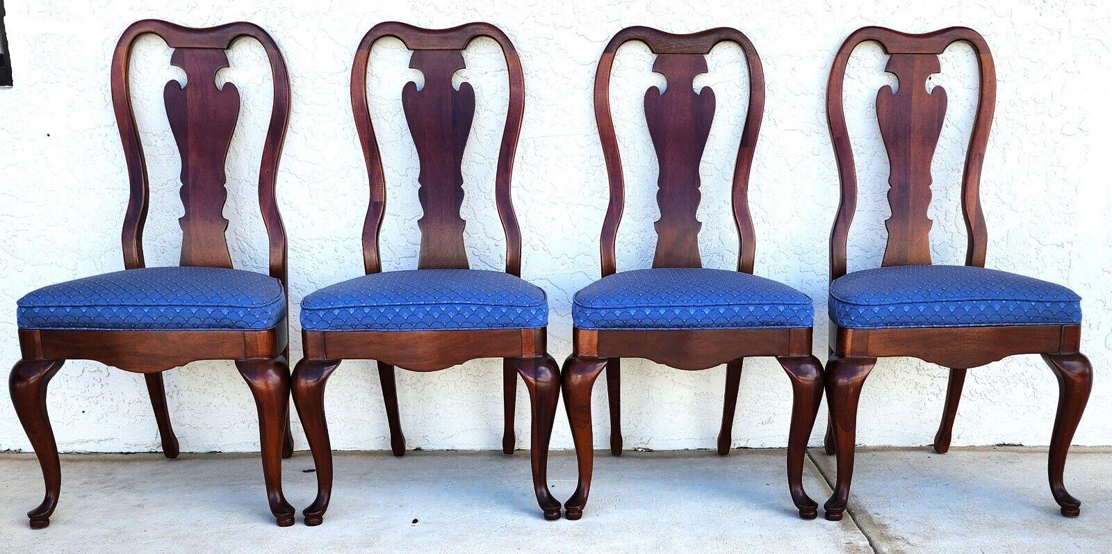 Vintage Queen Anne Dining Chairs Mahogany Set of 6 In Good Condition In Lake Worth, FL