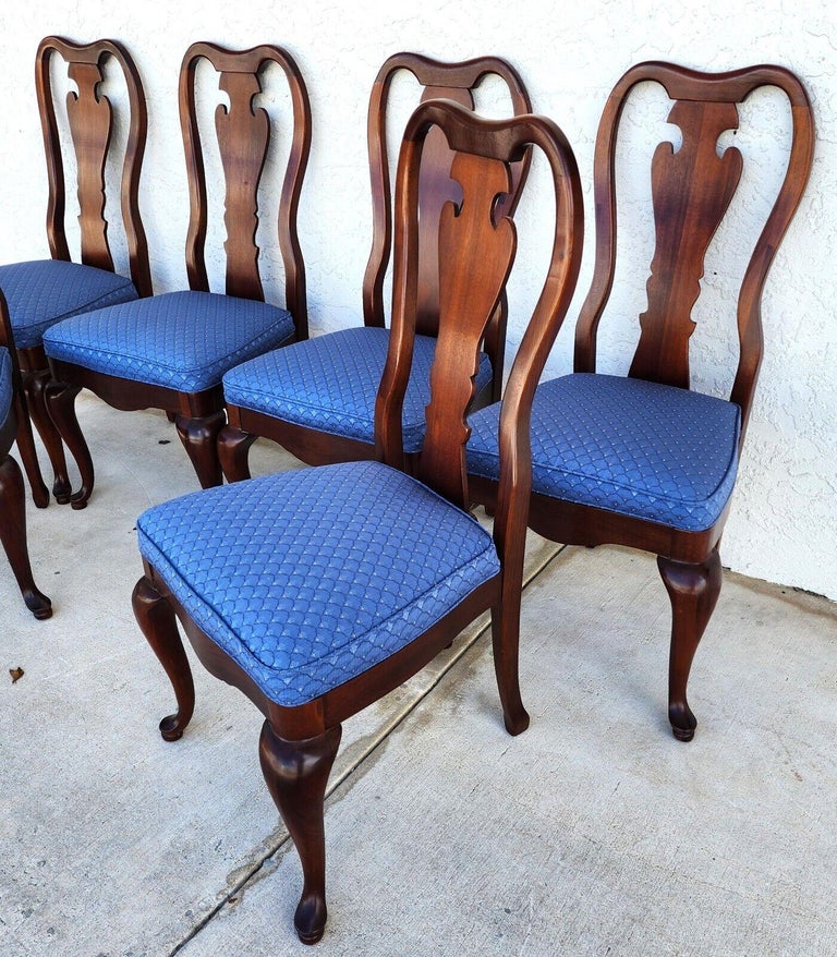 Vintage Queen Anne Dining Chairs Mahogany, Set of 6 For Sale at 1stDibs