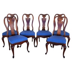 Vintage Queen Anne Dining Chairs Mahogany, Set of 6