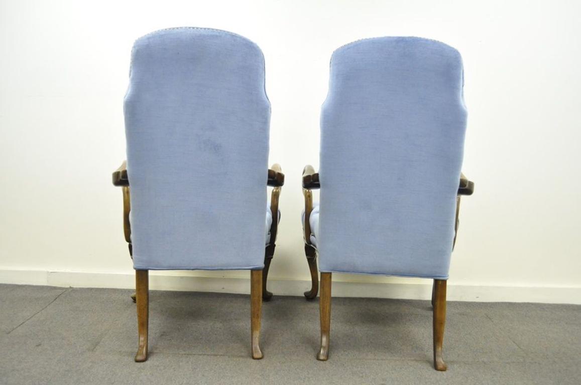 blue queen anne chair