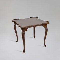 Vintage Queen Anne Game Table with Inlay Star Corner Accents, Italy