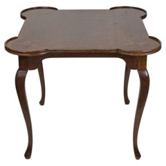 Vintage Queen Anne Game Table with Inlay Star Corner Accents, Italy