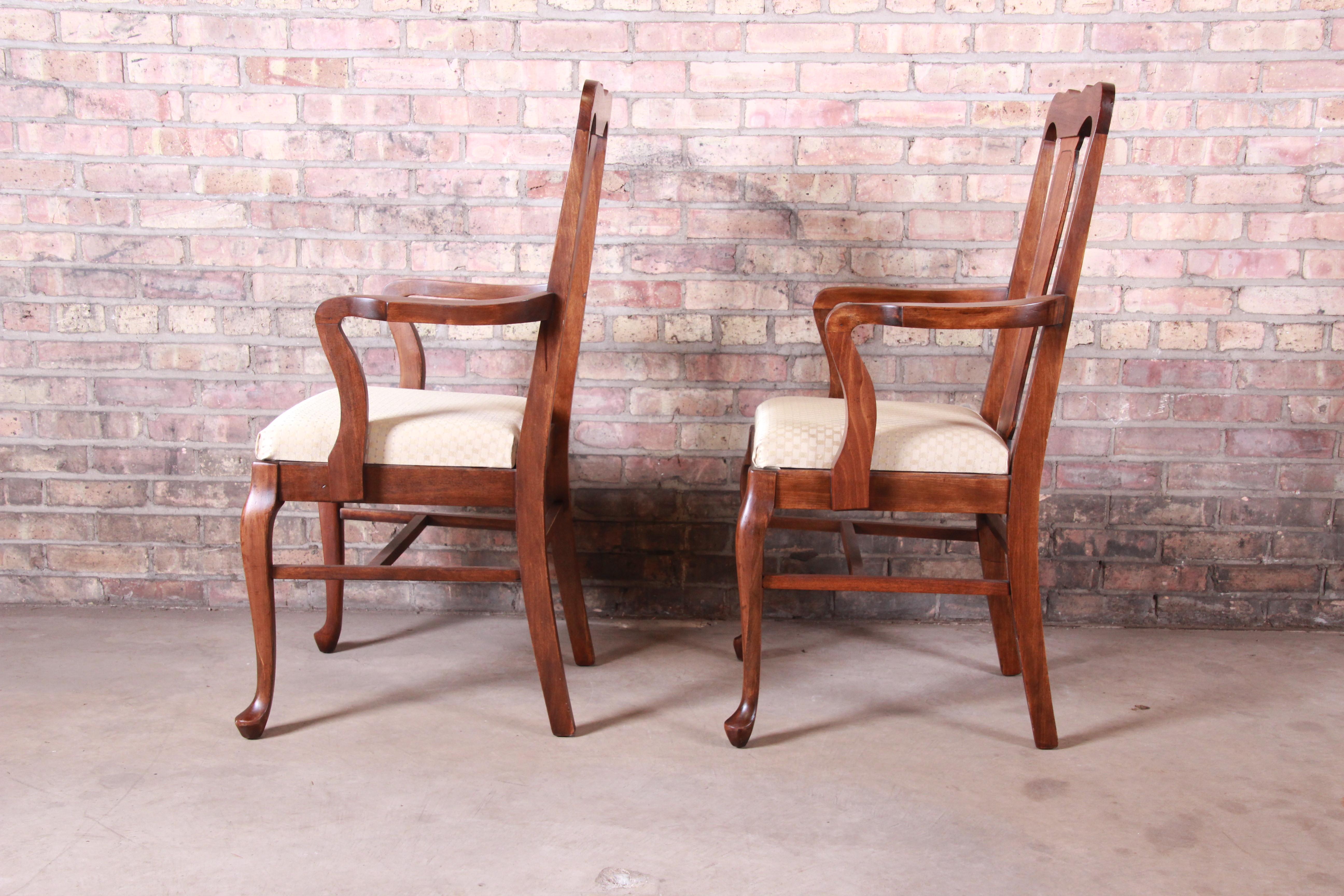 Vintage Queen Anne Mahogany Armchairs, Pair 2