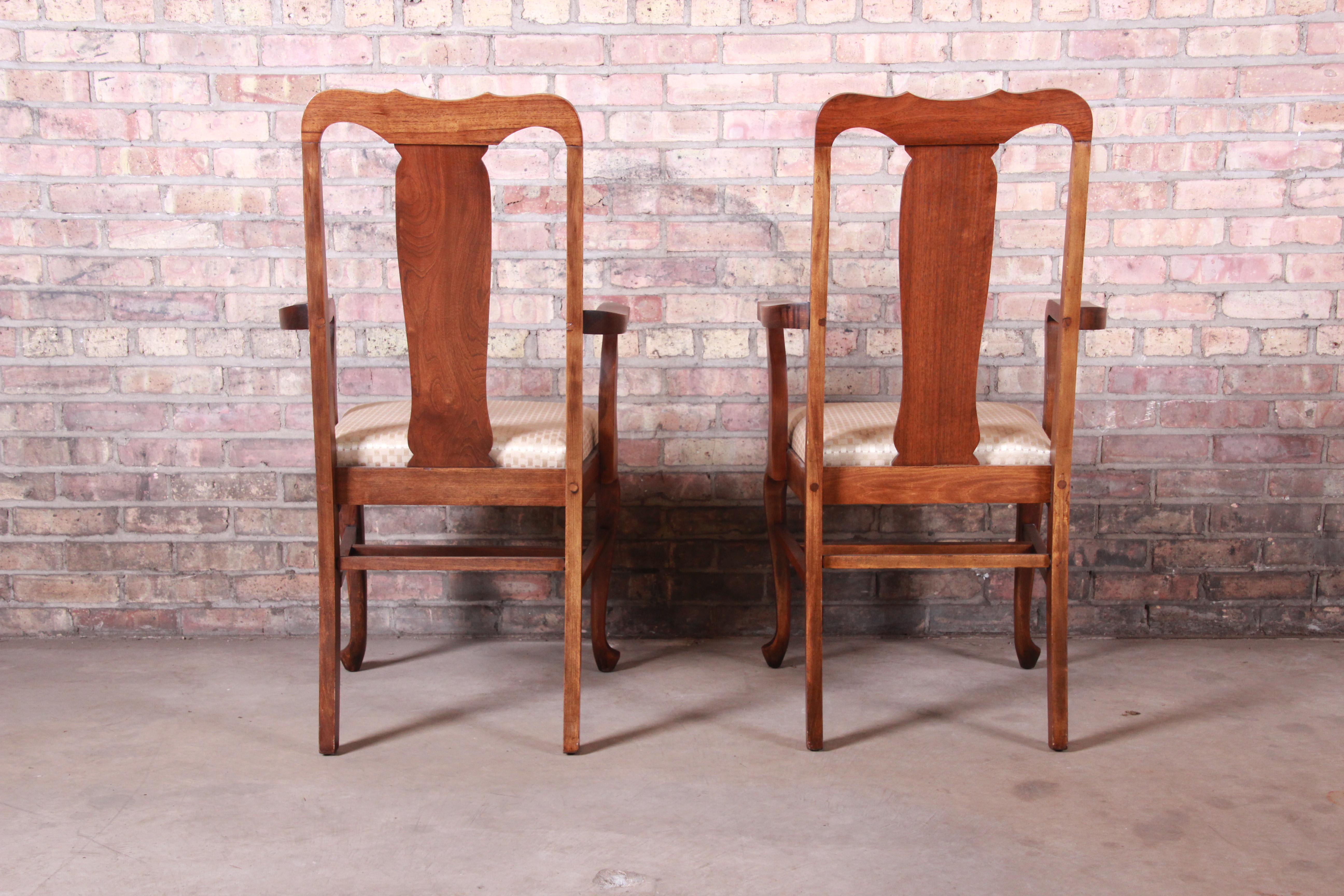Vintage Queen Anne Mahogany Armchairs, Pair 3