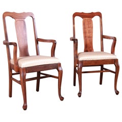 Antique Queen Anne Mahogany Armchairs, Pair