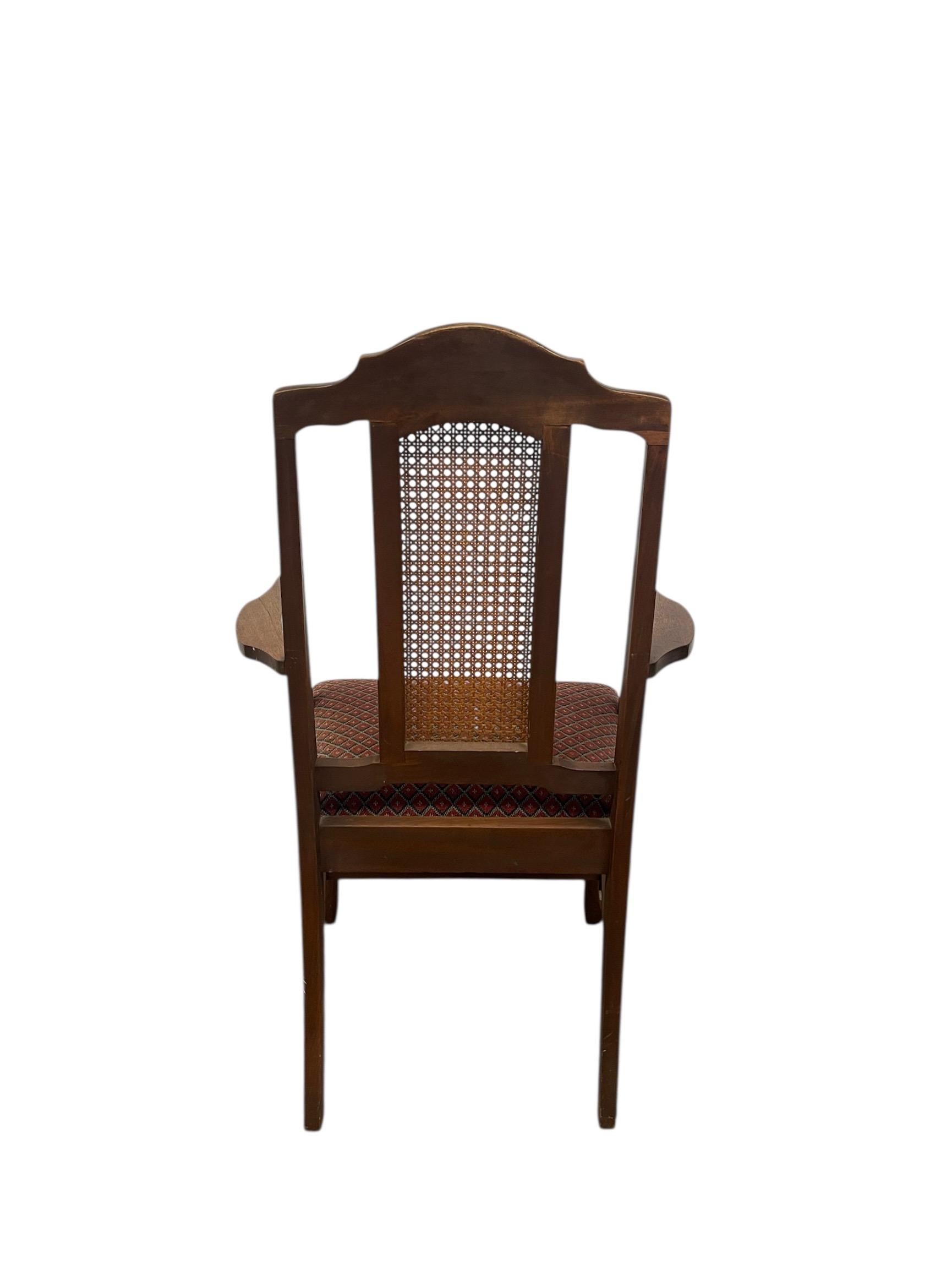 Canne Chaise vintage à dossier canné de style Queen Anne avec pieds en cabriole en vente