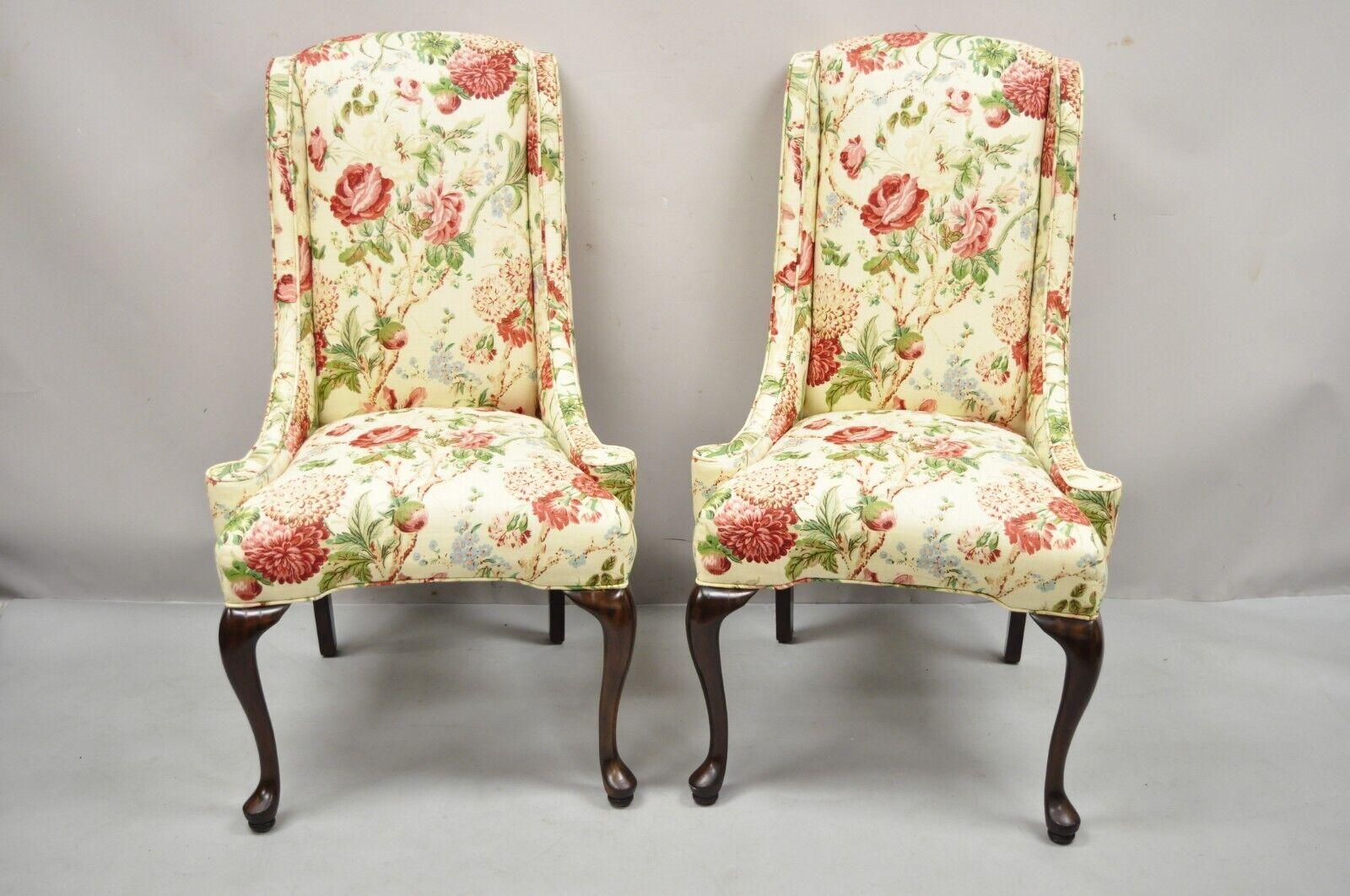 Vintage Queen Anne Style Cherry Wood Hiprest Dining Side Chair, a Pair 8