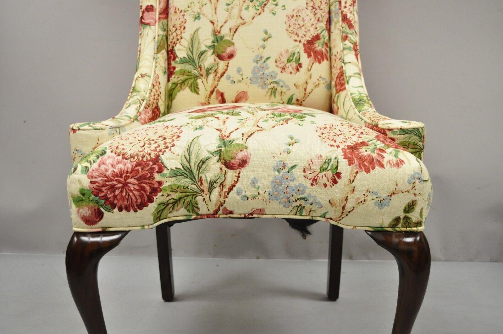 20th Century Vintage Queen Anne Style Cherry Wood Hiprest Dining Side Chair, a Pair