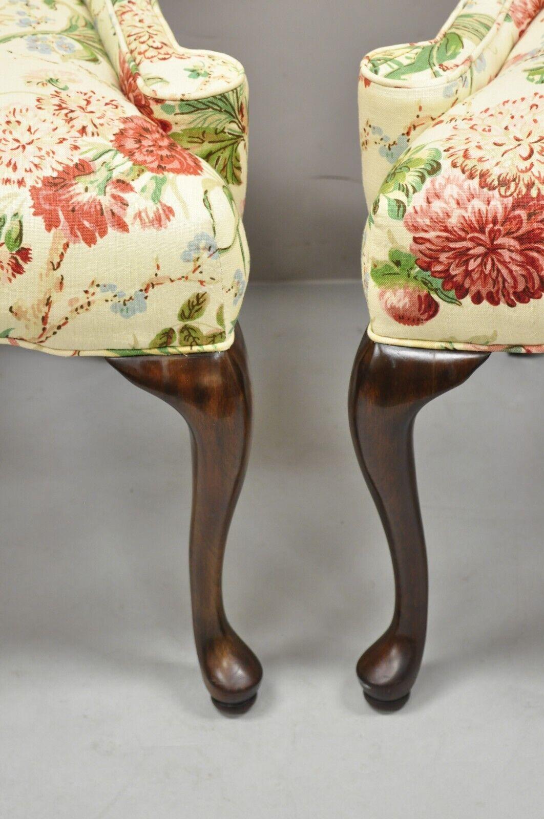 Vintage Queen Anne Style Cherry Wood Hiprest Dining Side Chair, a Pair 1