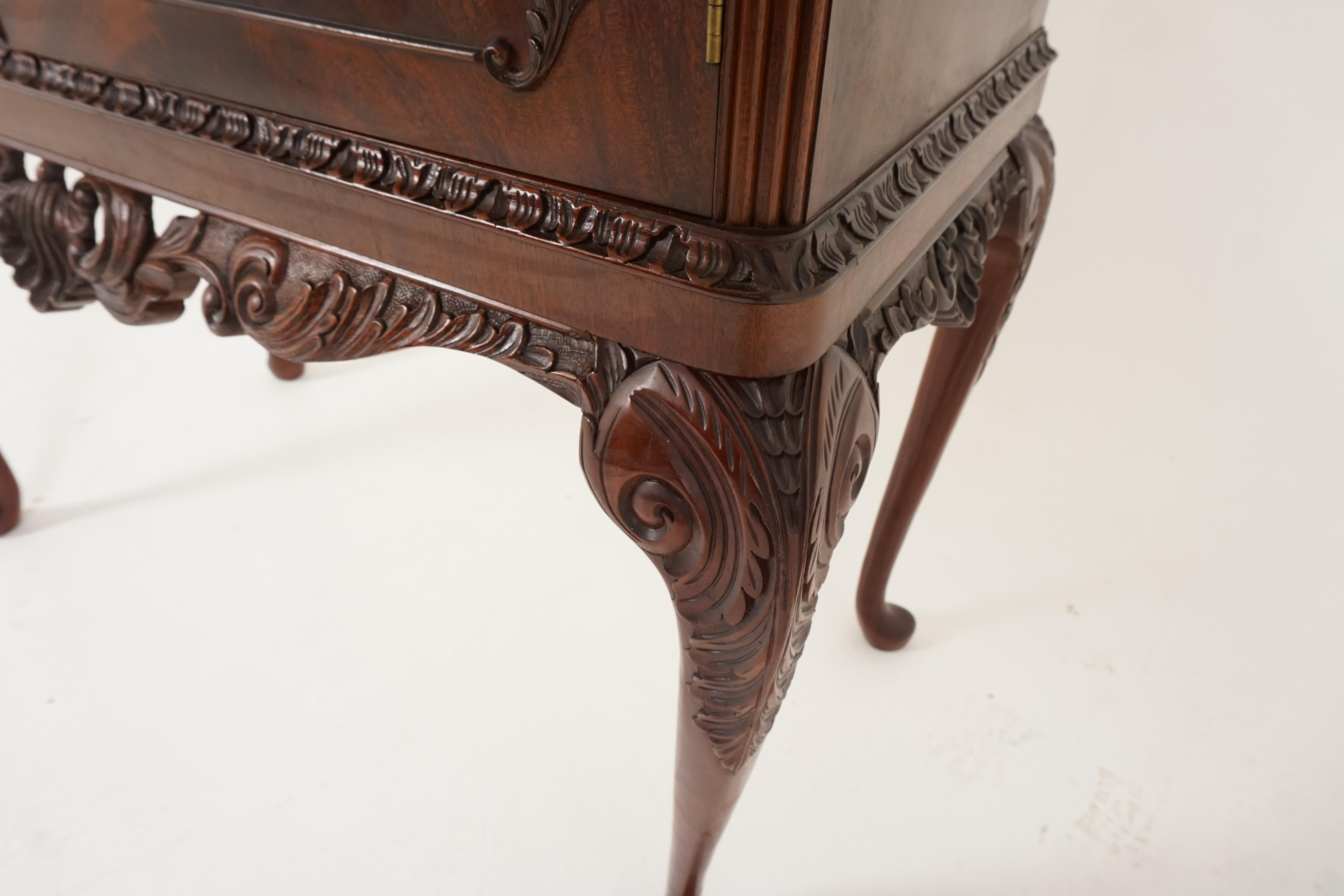 Vieille armoire à cocktails en acajou flammé de style Queen Anne:: Ecosse 1930:: B2241 1