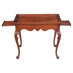 Vintage Queen Anne Estilo Caoba Serpentina Galería Té Vela Bandeja Mesa 30