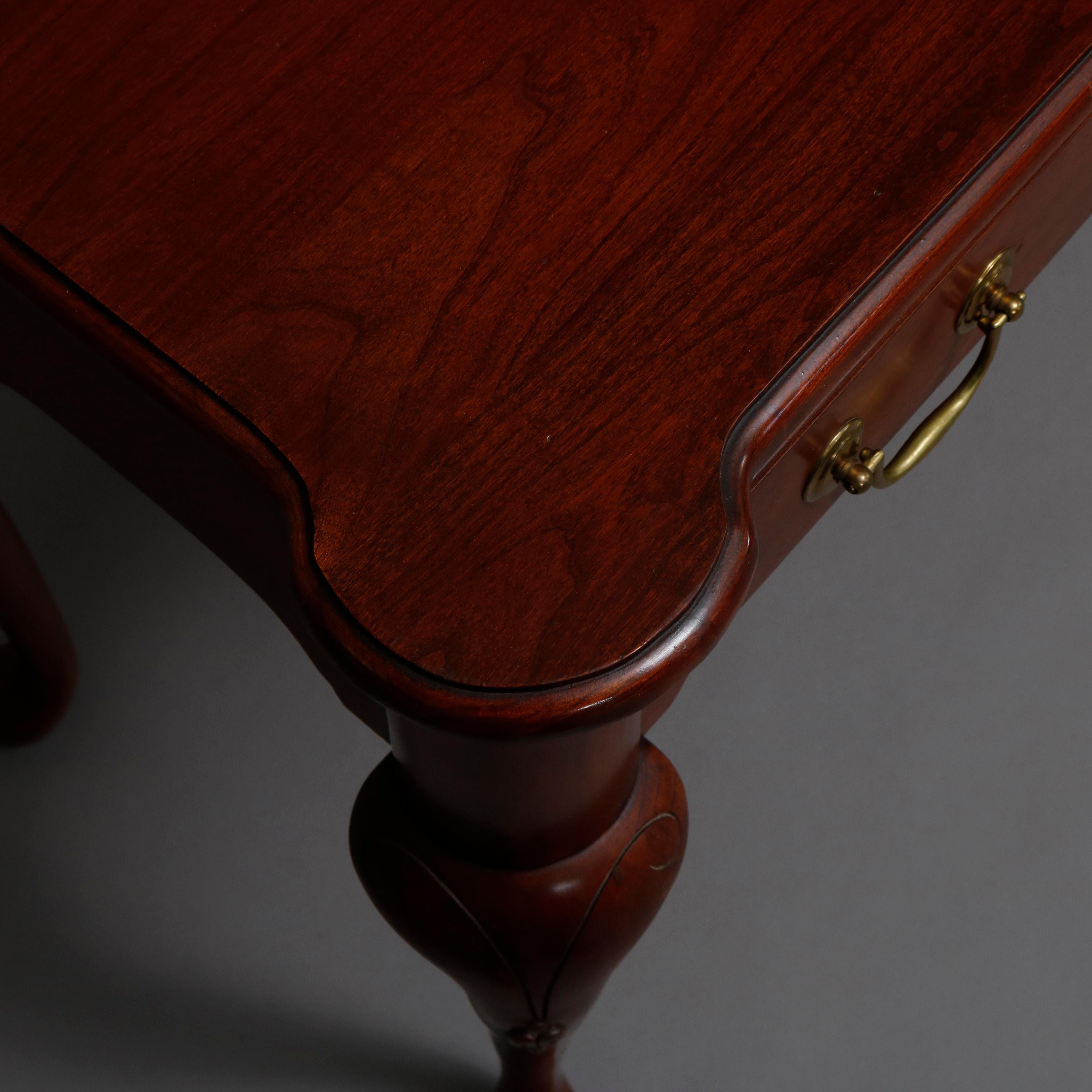 Carved Vintage Queen Anne Style Mahogany Sofa Table by Harden, 20th Century