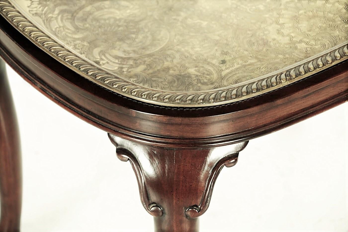 antique serving table with removable tray