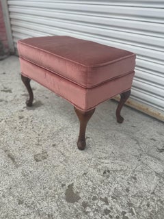 Vintage Queen Anne Style Pillow Top Upholstered Ottoman