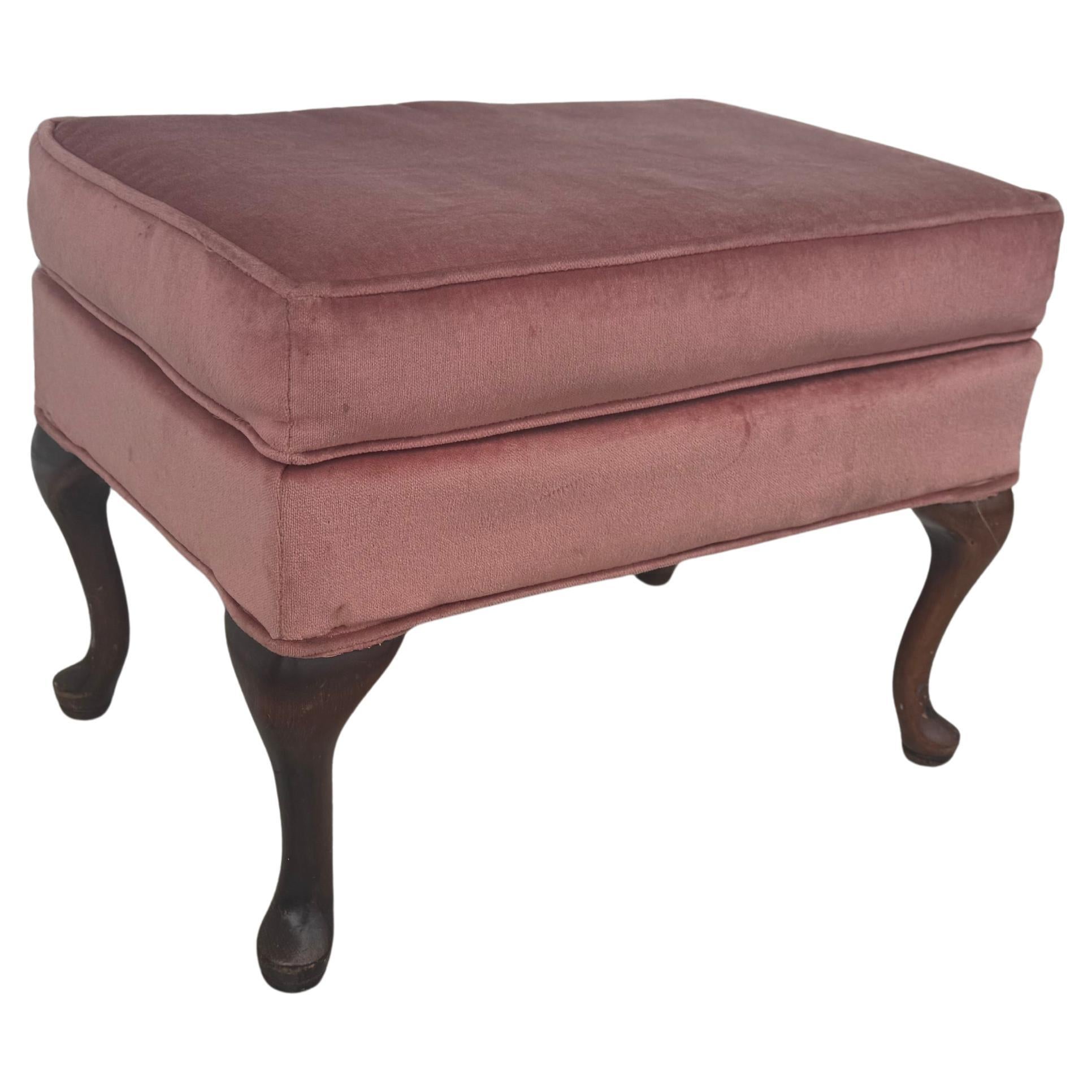 Vintage Queen Anne Style Upholstering Pillow Top Ottoman