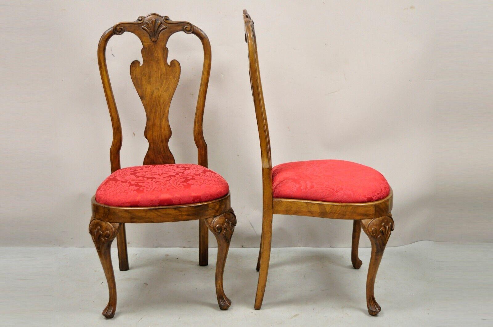 Vintage-Esszimmerstühle aus geschnitztem Massivholz im Queen-Anne-Stil, 8er-Set im Angebot 2