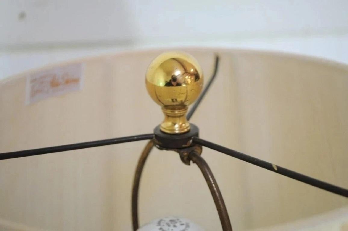 Vintage Queen Anne Style Solid Brass & Glass Occasional Floor Lamp Side Table For Sale 5