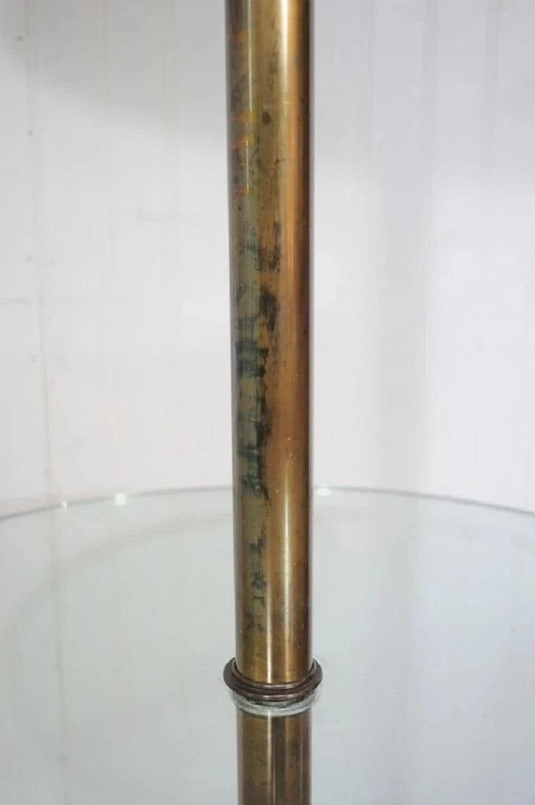 Vintage Queen Anne Style Solid Brass & Glass Occasional Floor Lamp Side Table For Sale 3