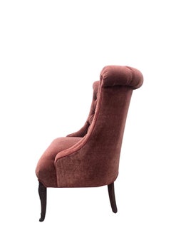 Vintage Queen Anne Style Tufted Wingback Chairs Newly Reupholstered - Pair