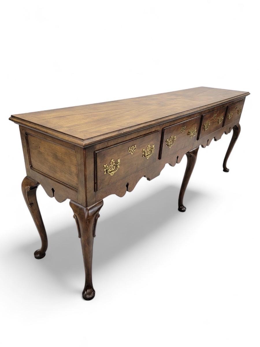 American Vintage Queen Anne Style Walnut Console Table/Sideboard by Baker Furniture Co. For Sale