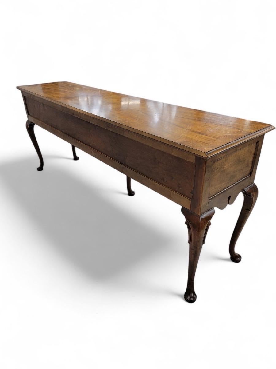 Brass Vintage Queen Anne Style Walnut Console Table/Sideboard by Baker Furniture Co. For Sale
