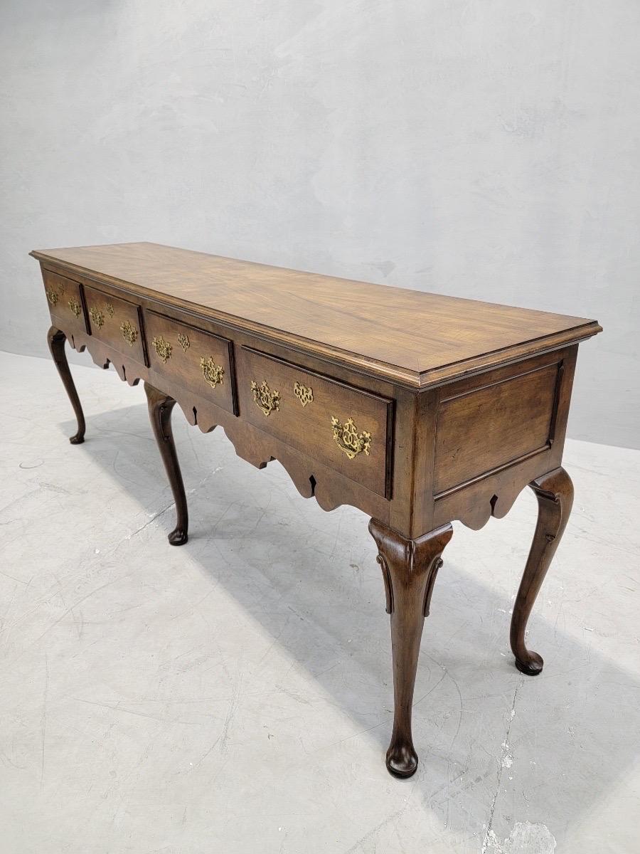 Vintage Queen Anne Style Walnut Console Table/Sideboard by Baker Furniture Co. For Sale 2