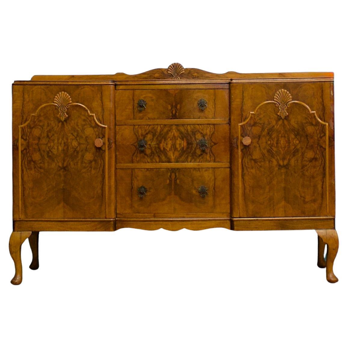 Vintage Queen Anne Style Walnut Sideboard, 1920s