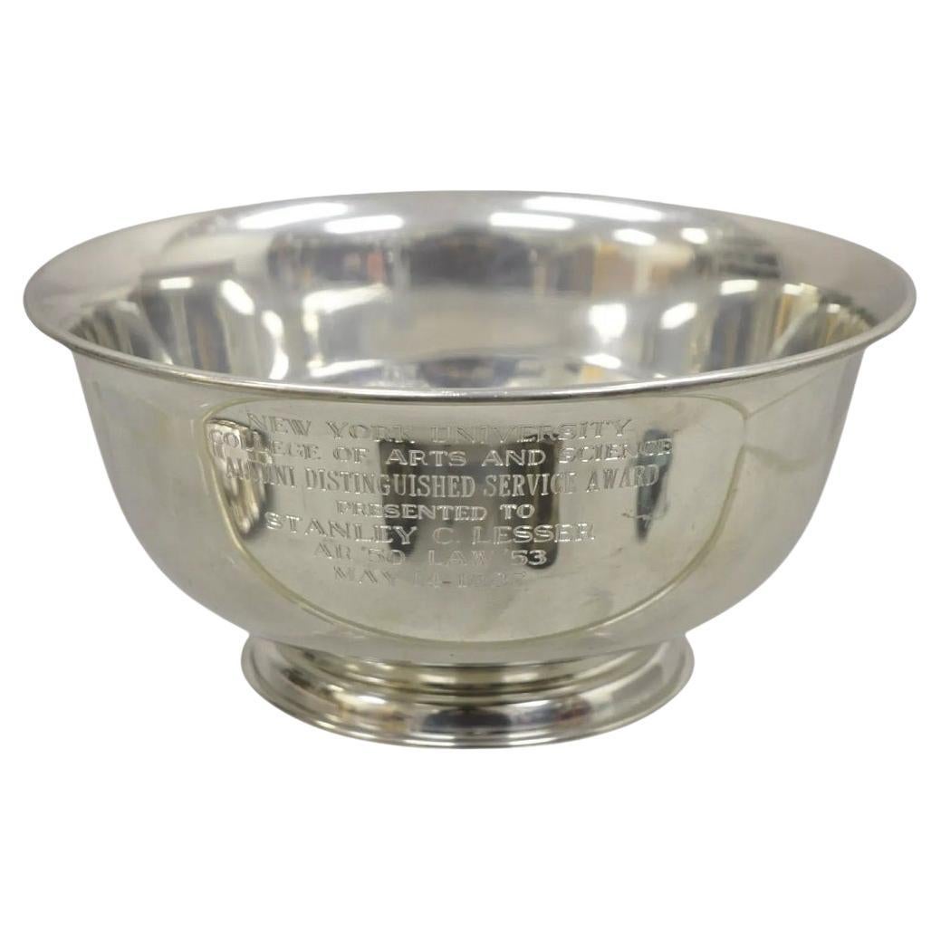 Vintage Queen Plate Silver Plated Award Bowl NY University Arts & Science