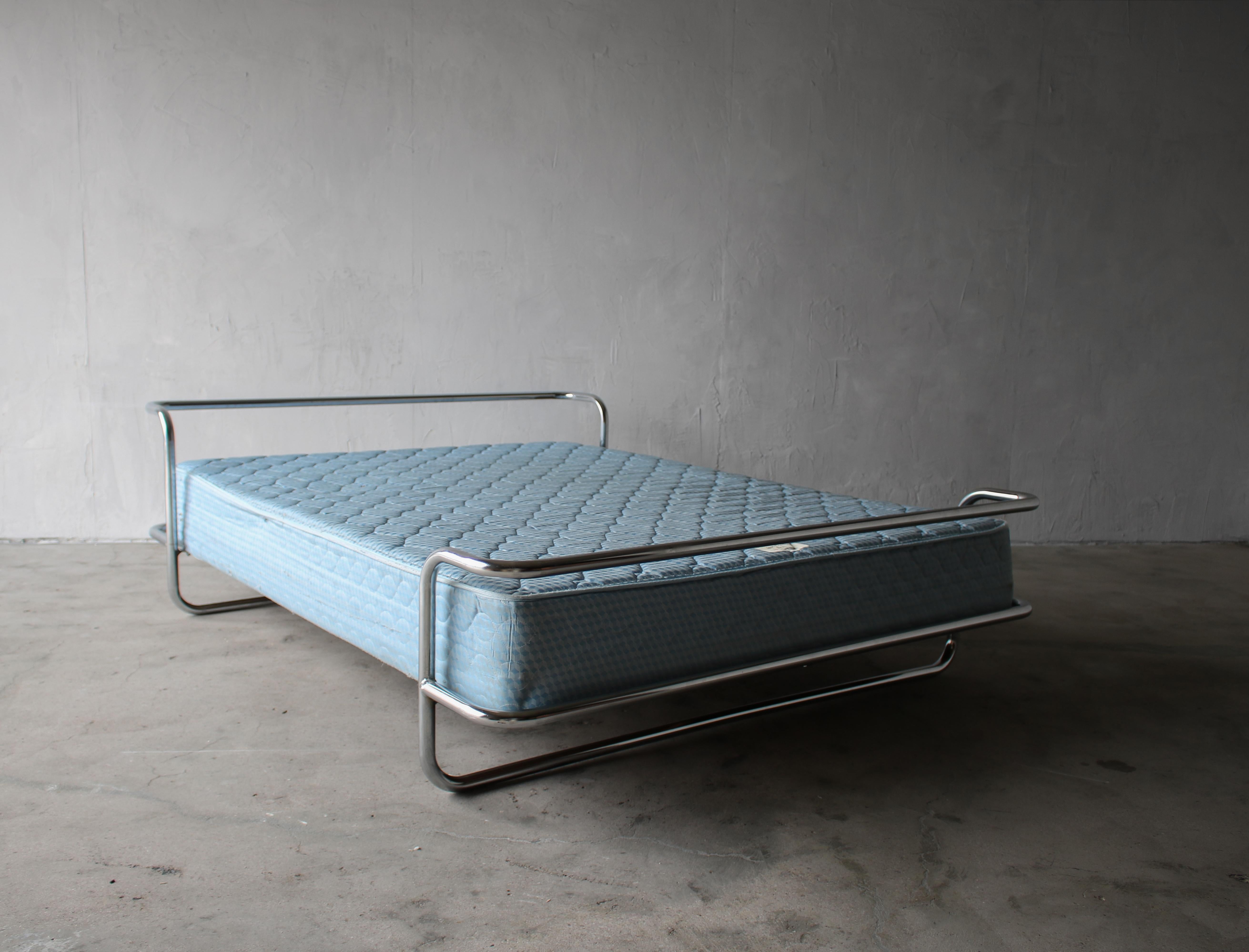 Vintage Queen Chrome Bed by Ikea In Good Condition In Las Vegas, NV