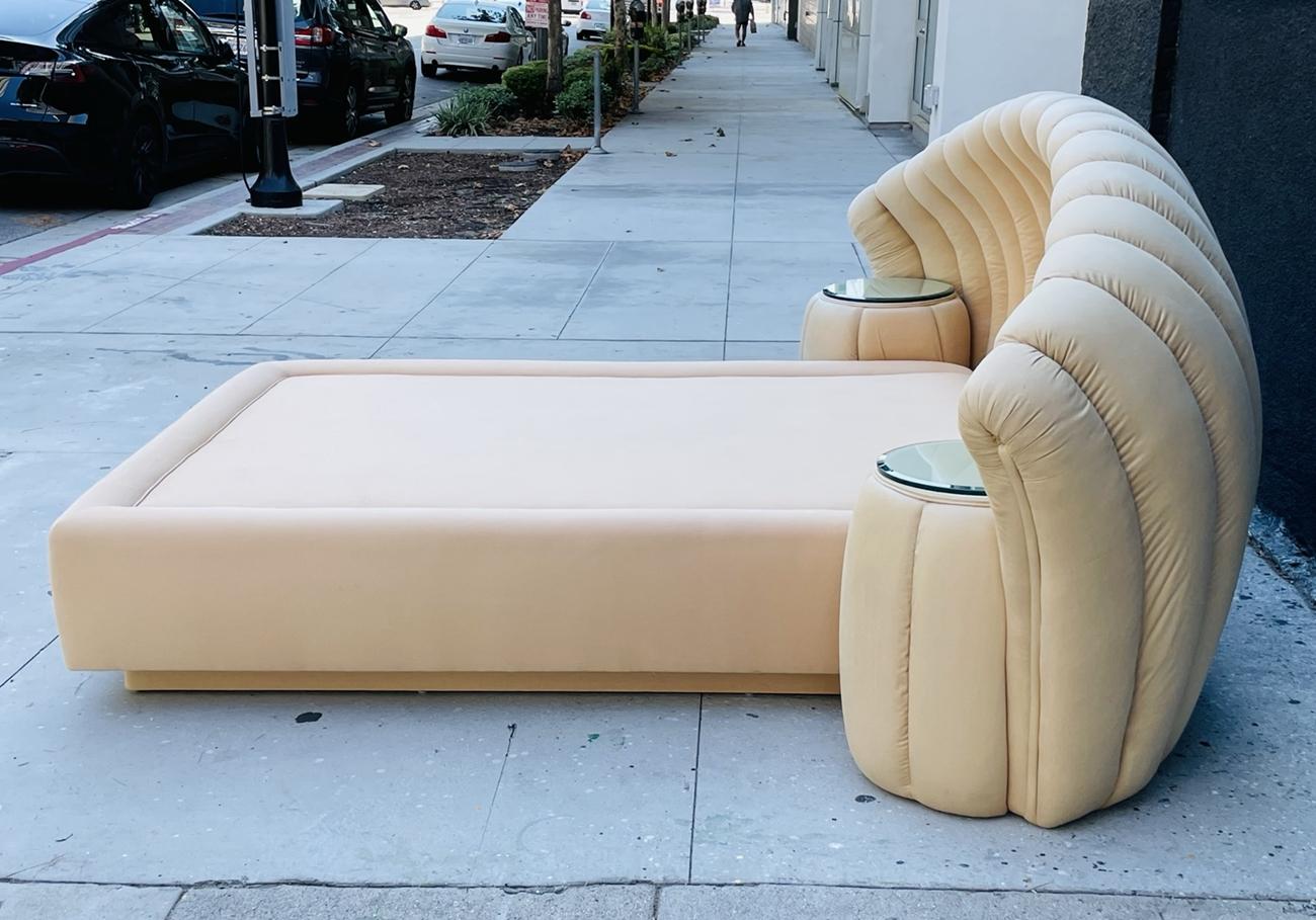 Textile Vintage Queen Size, Shell Shaped Bed With Integrated Nightstands, USA 1970's