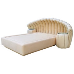 Vintage Queen Size, Shell Shaped Bed With Integrated Nightstands, USA 1970's