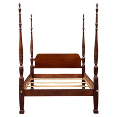 Cama con cuatro postes Vintage Queen Size Thomasville Mahogany Collection Carved Rice