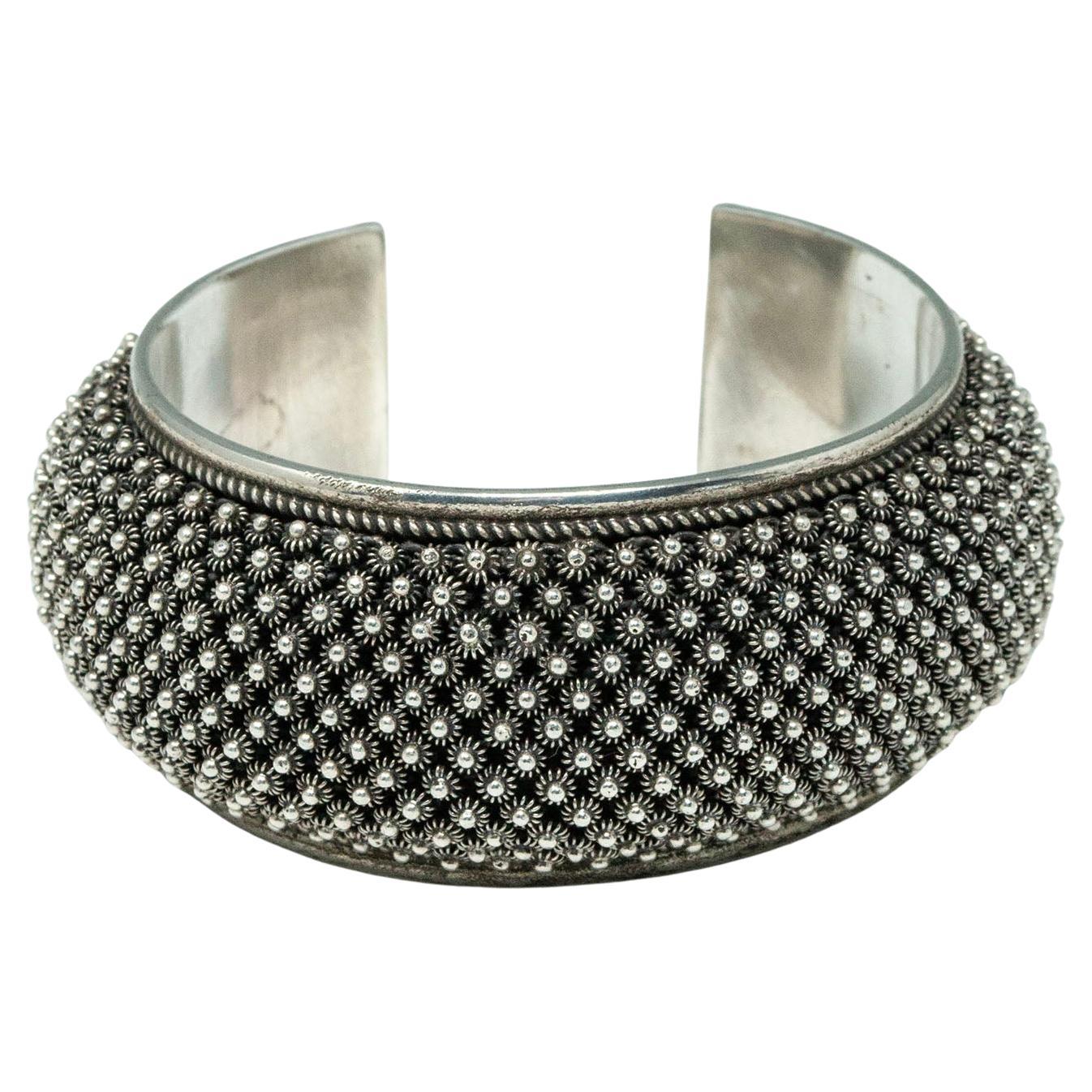 Vintage "Queen's" Ceremonial Silver Cuff, Laos For Sale