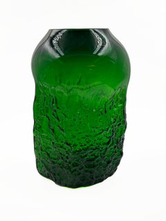 Jarrón vintage de vidrio artístico verde Querandí, Argentina, años 70