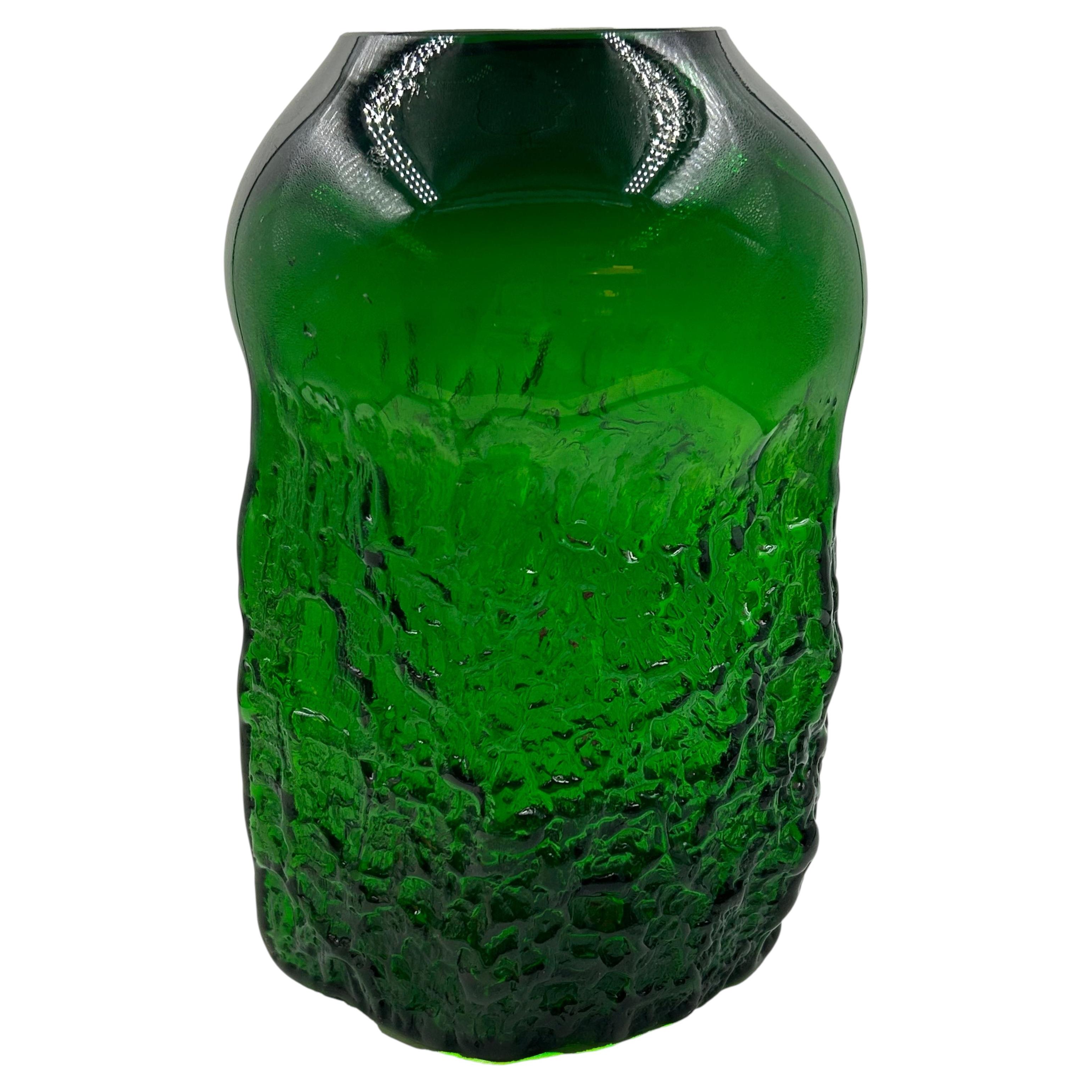 Vintage Querandí Green Art Glass Vase, Argentina, 1970s