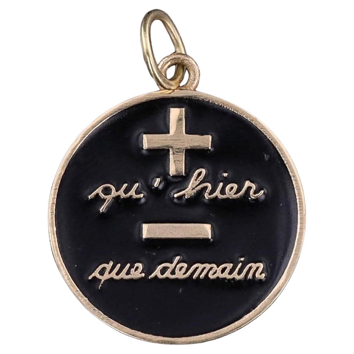 Vintage Qu'hier Que Demain Pendant of 14k Gold