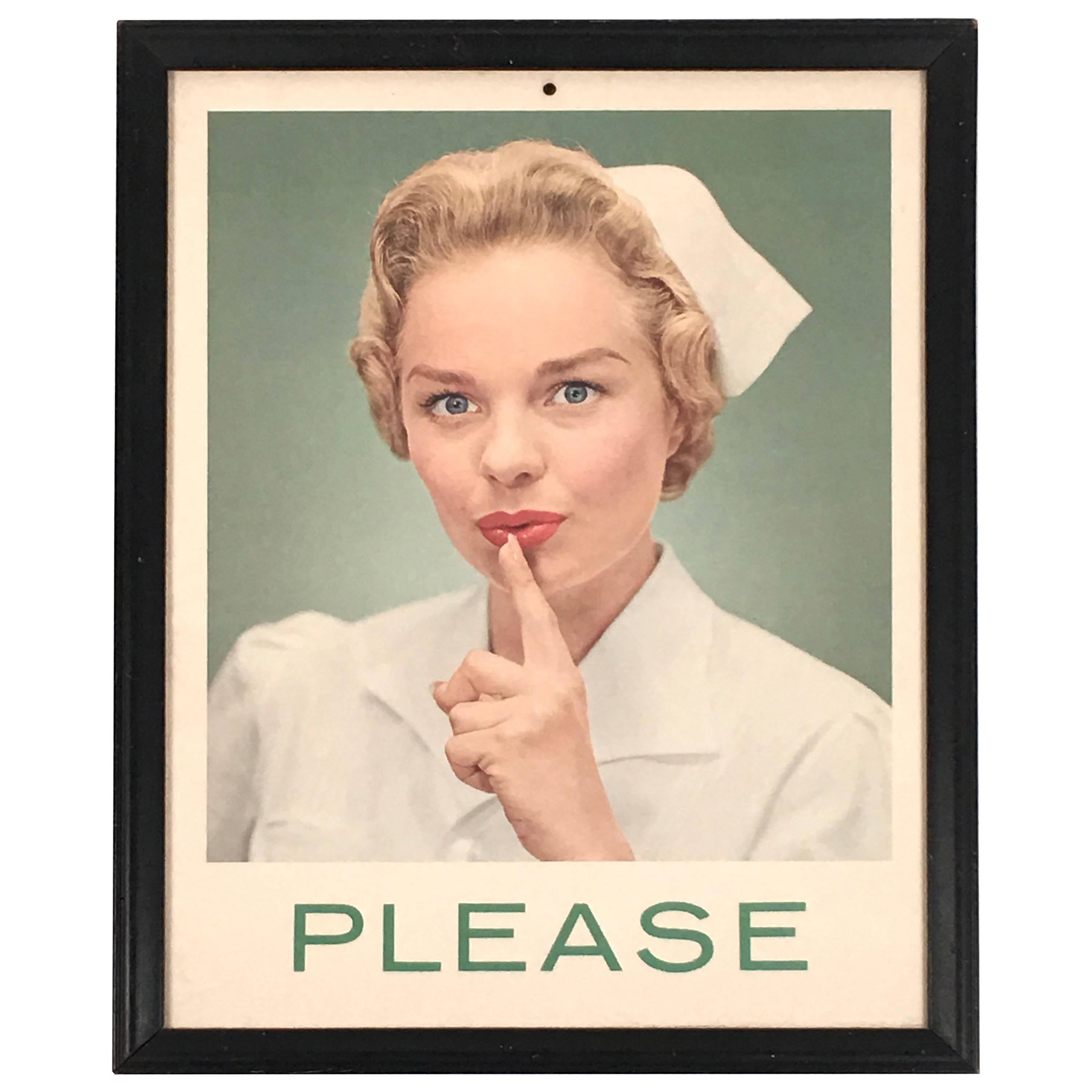 Vintage Quiet Please Nurse Sign at 1stDibs | nurse silence photo, silence  nurse, quiet please sign