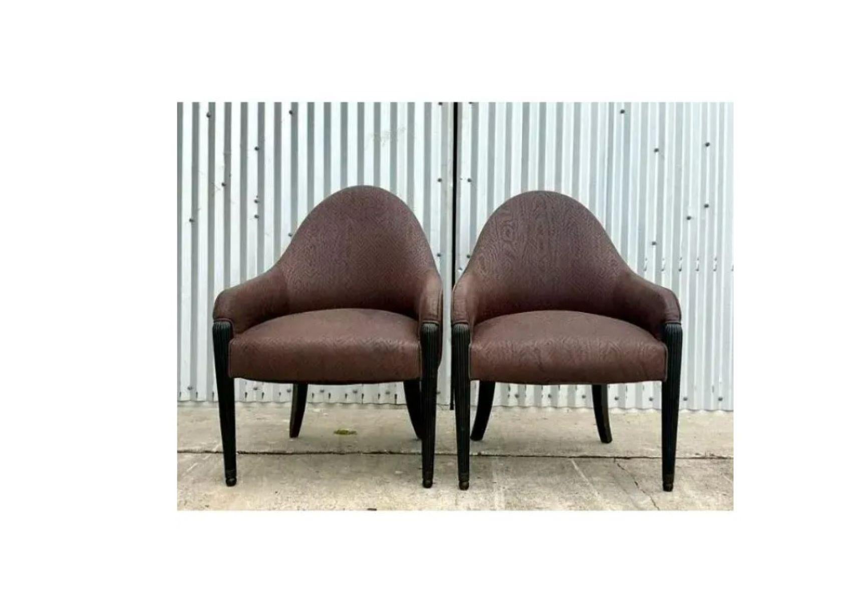 Americano Vintage Quilted Brown High Back Side Chairs After Donghia in vendita