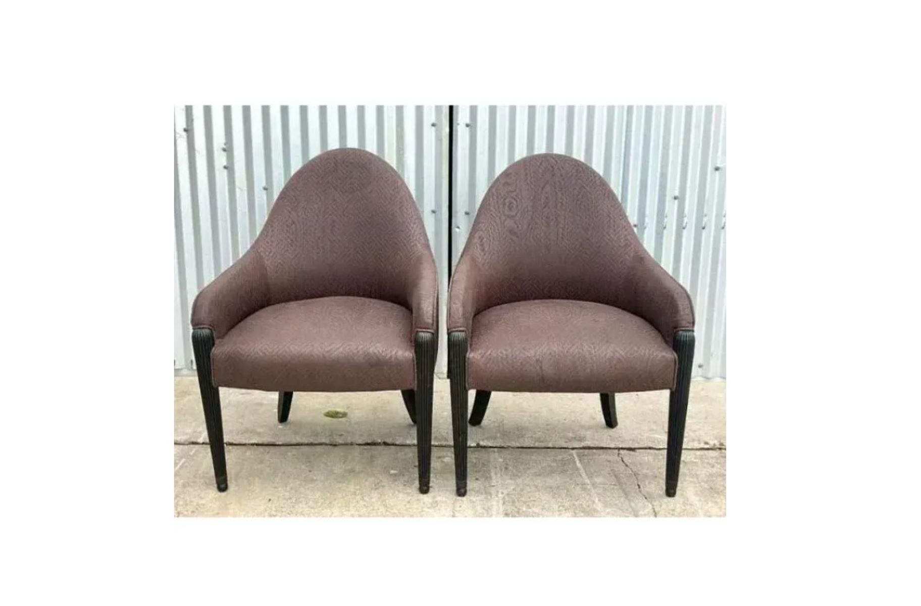 Fine XX secolo Vintage Quilted Brown High Back Side Chairs After Donghia in vendita