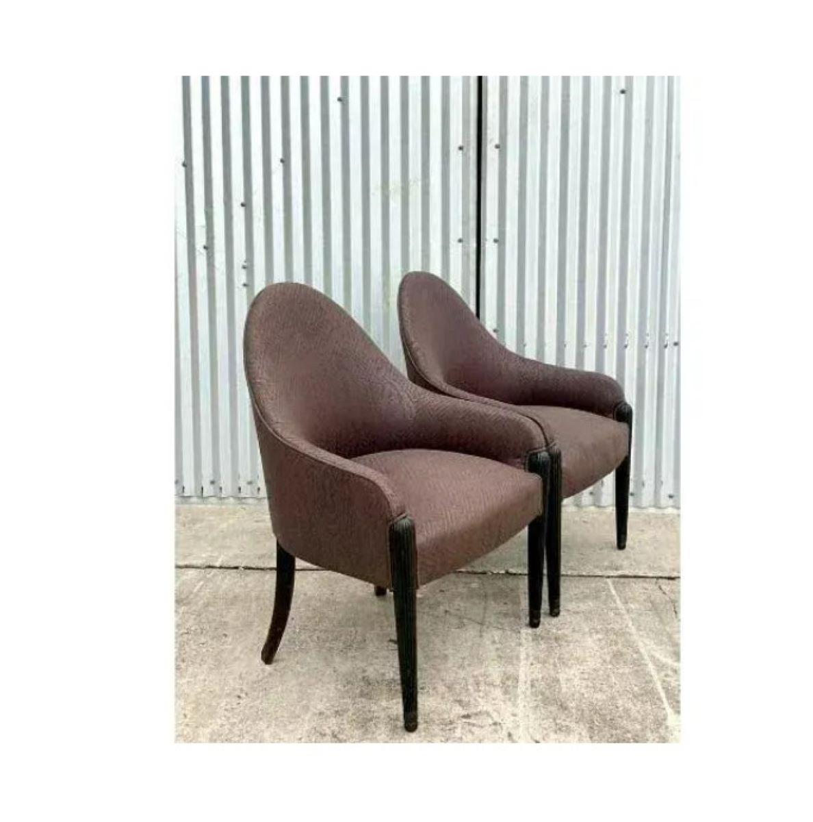 Legno Vintage Quilted Brown High Back Side Chairs After Donghia in vendita