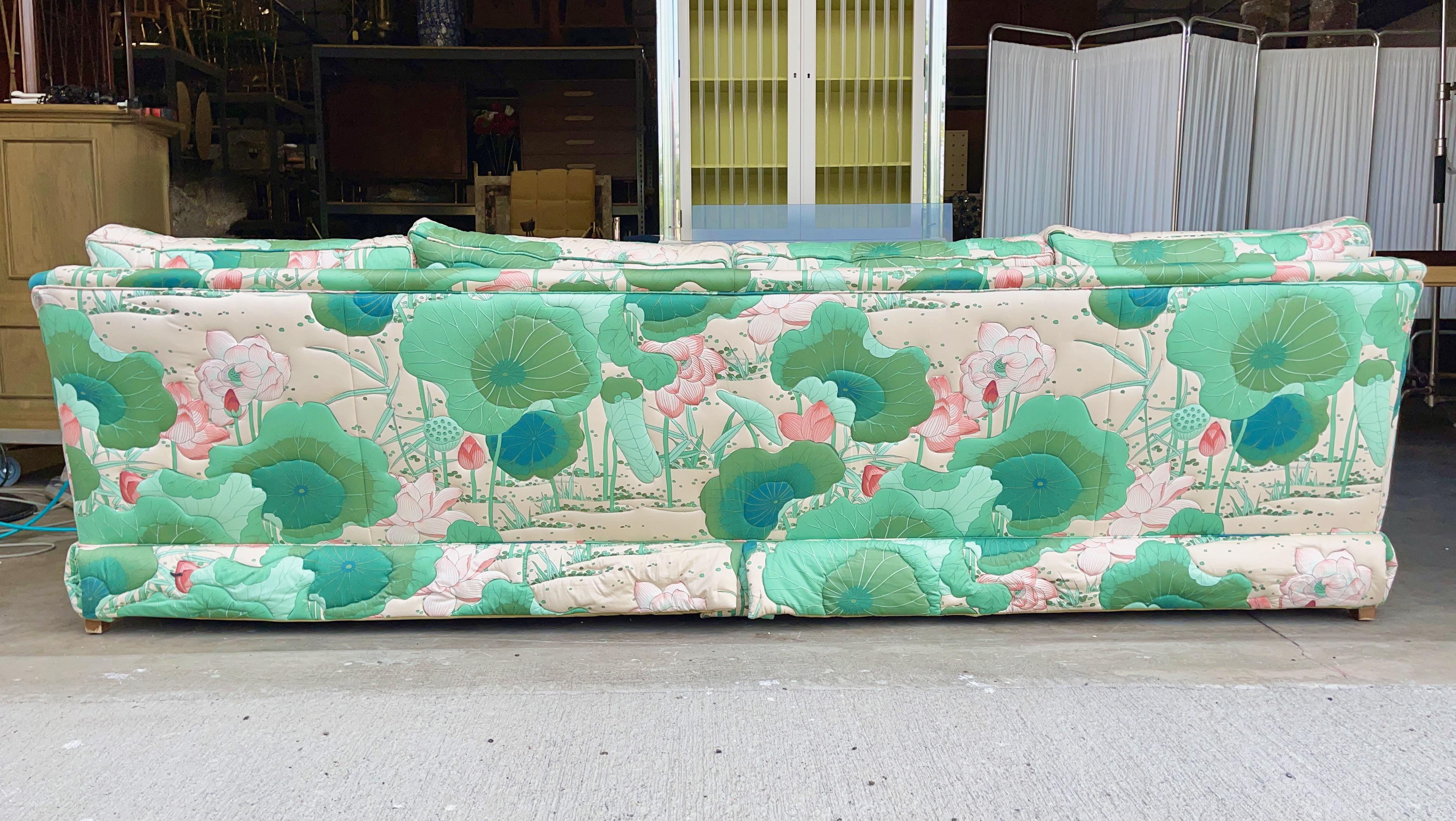 Upholstery Vintage Quilted Lilly Pad Sofa For Sale