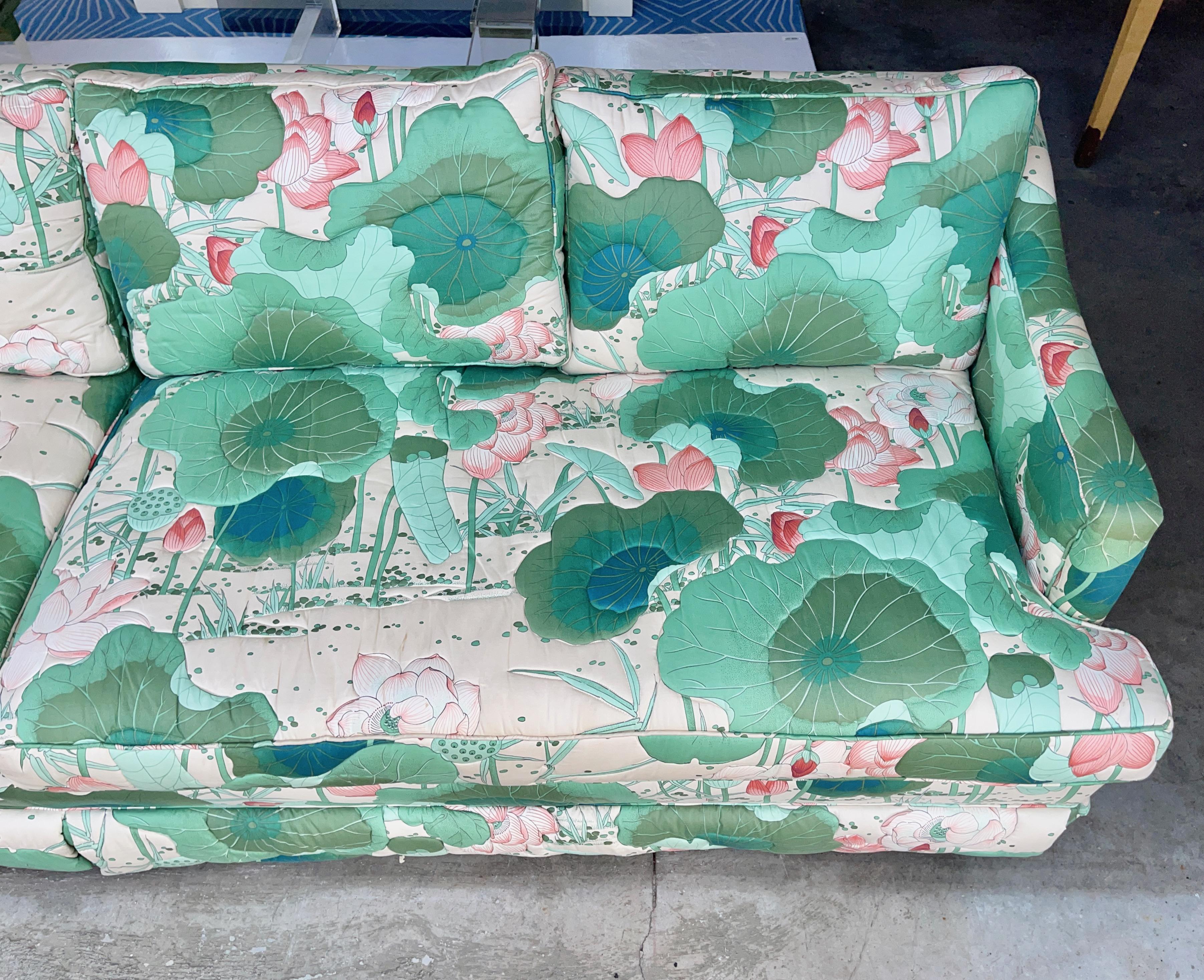 American Vintage Quilted Lilly Pad Sofa For Sale