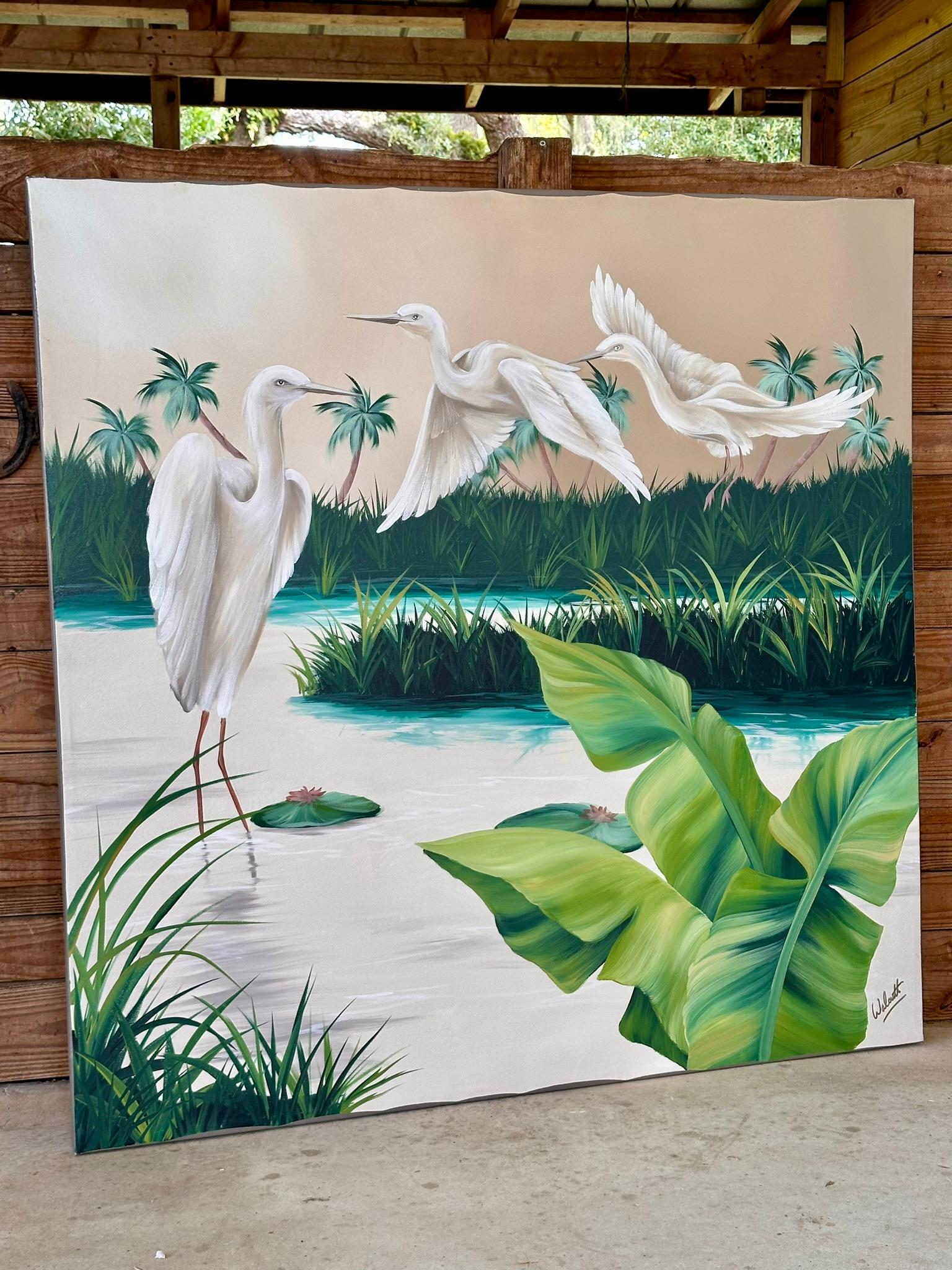 Quintessential Old Florida Coastal, Ölgemälde auf Leinwand von Walcutt, Vintage im Angebot 4