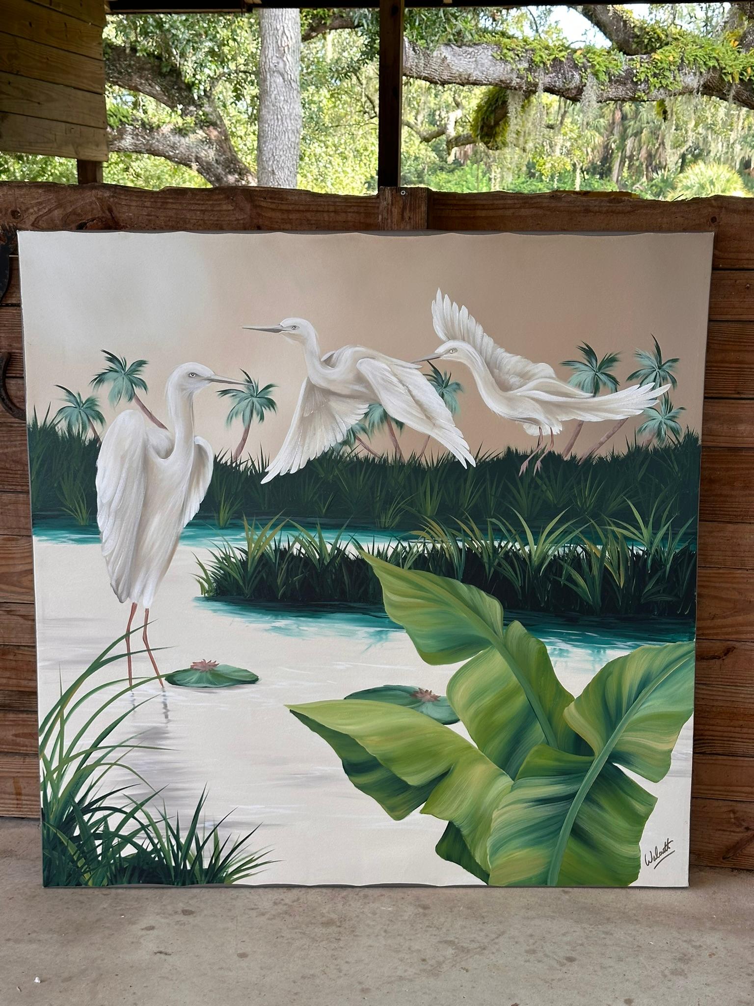 Quintessential Old Florida Coastal, Ölgemälde auf Leinwand von Walcutt, Vintage im Angebot 6