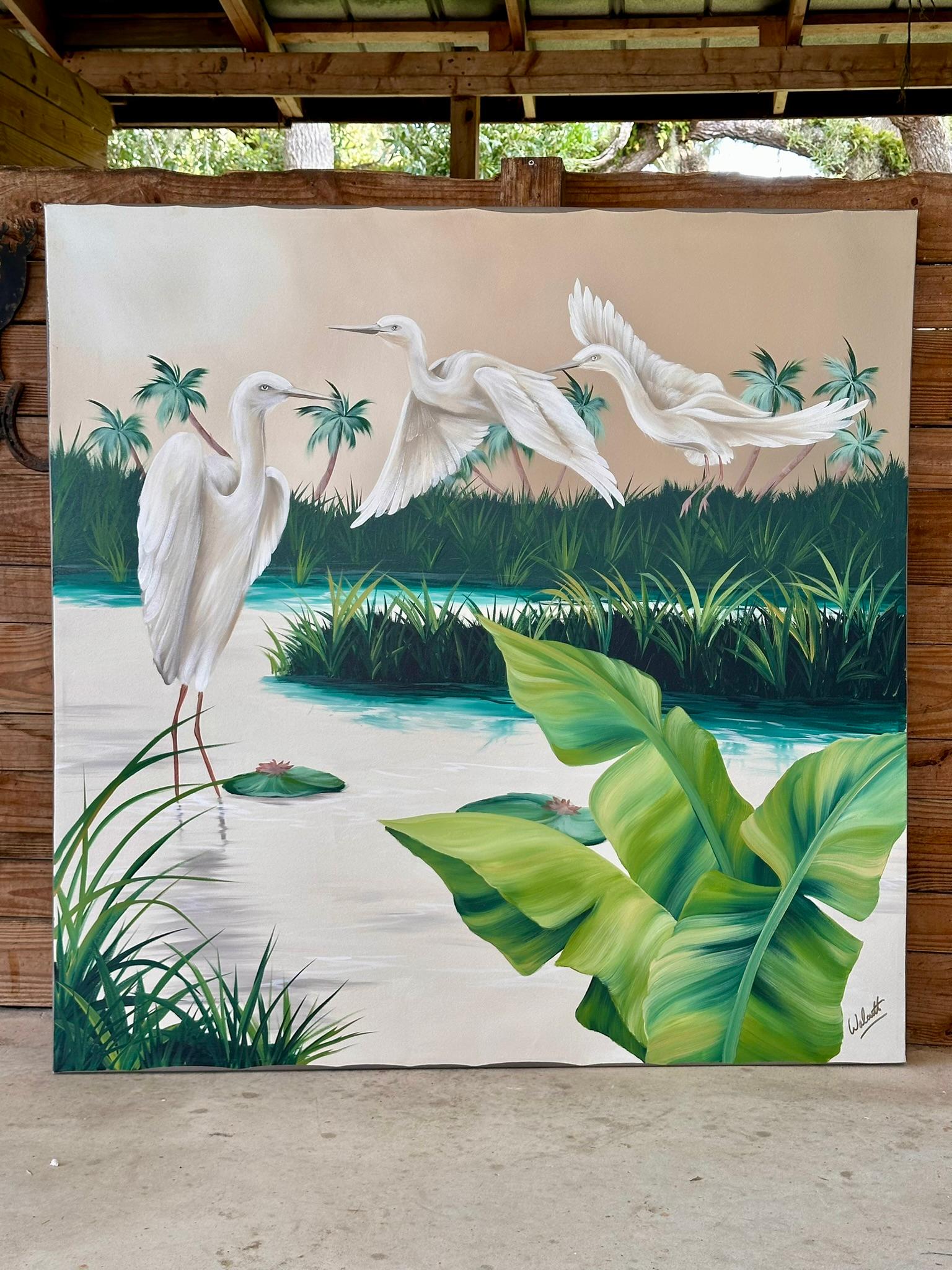 Quintessential Old Florida Coastal, Ölgemälde auf Leinwand von Walcutt, Vintage im Angebot 8
