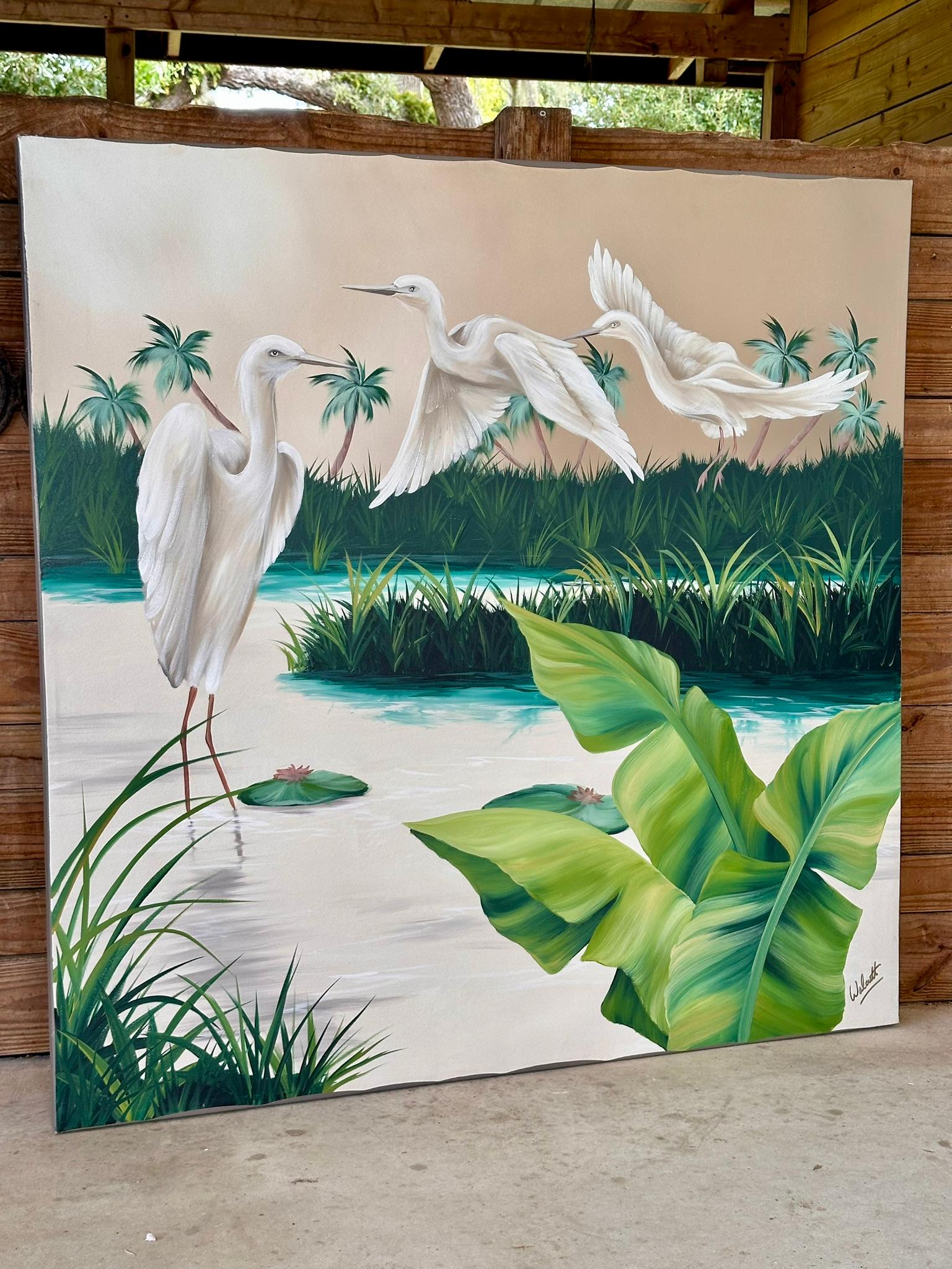 Quintessential Old Florida Coastal, Ölgemälde auf Leinwand von Walcutt, Vintage im Angebot 2