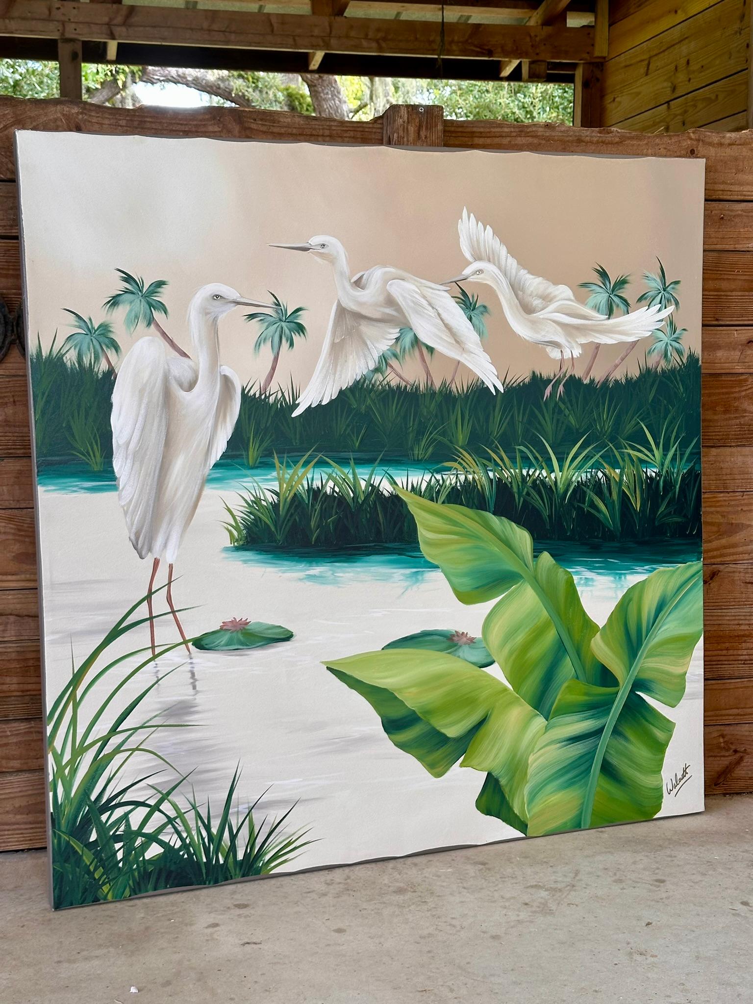 Quintessential Old Florida Coastal, Ölgemälde auf Leinwand von Walcutt, Vintage im Angebot 3